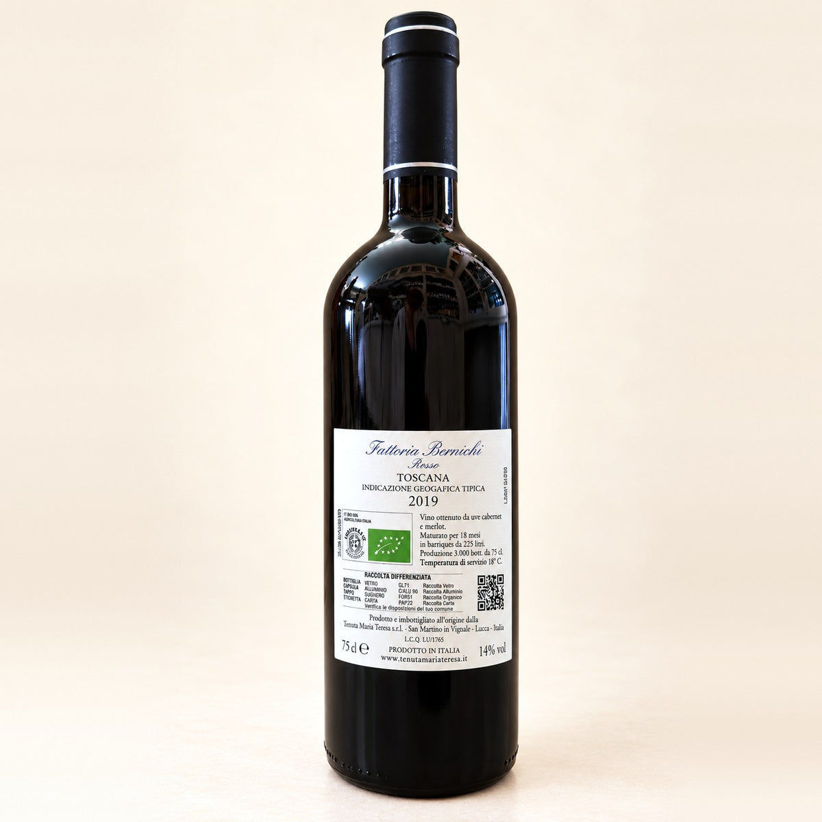Fattoria Bernicchi Rosso 2019 di Tenuta Maria Teresa: bottiglia, retroetichetta