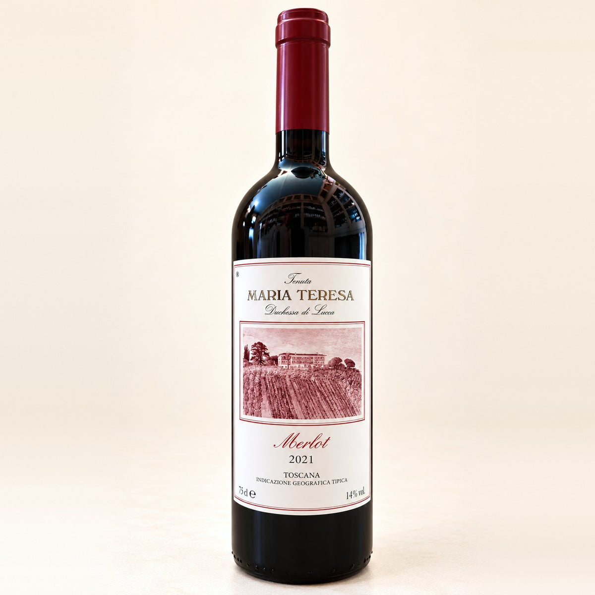 Merlot 2021 di Tenuta Maria Teresa: bottiglia, etichetta frontale