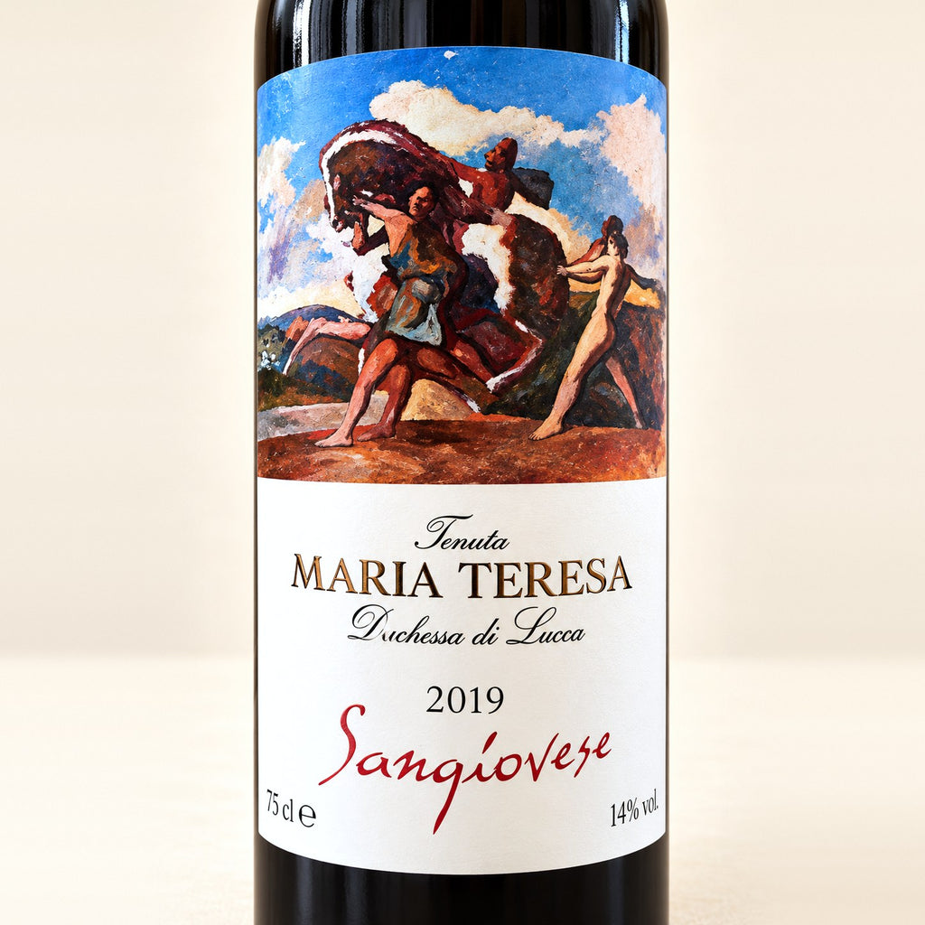 Sangiovese 2019 di Tenuta Maria Teresa: dettaglio dell'etichetta